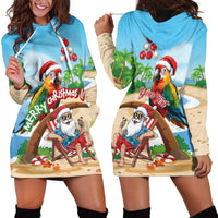 Personalized Hawaii Santa Parrot Christmas Hoodie Dress Summer Vibe - Polynesian Pride