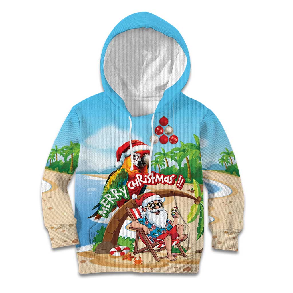 Personalized Hawaii Santa Parrot Christmas Kid Hoodie Summer Vibe - Polynesian Pride