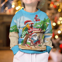 Personalized Hawaii Santa Parrot Christmas Kid Ugly Christmas Sweater Summer Vibe - Polynesian Pride