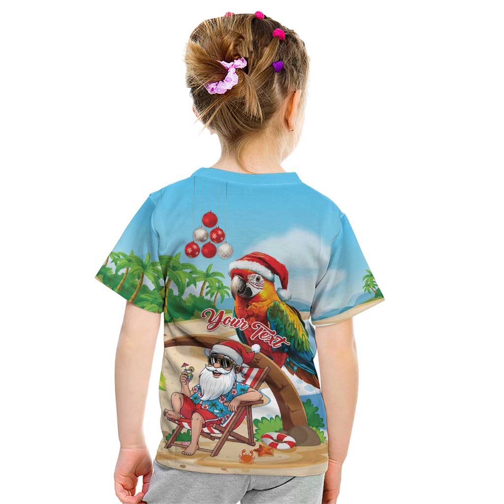 Personalized Hawaii Santa Parrot Christmas Kid T Shirt Summer Vibe - Polynesian Pride