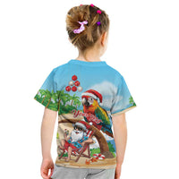 Personalized Hawaii Santa Parrot Christmas Kid T Shirt Summer Vibe - Polynesian Pride