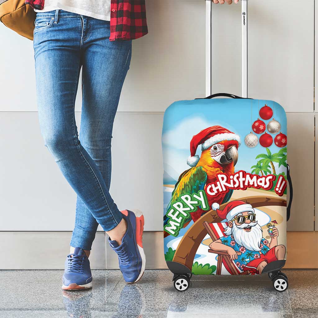 Hawaii Santa Parrot Christmas Luggage Cover Summer Vibe - Polynesian Pride