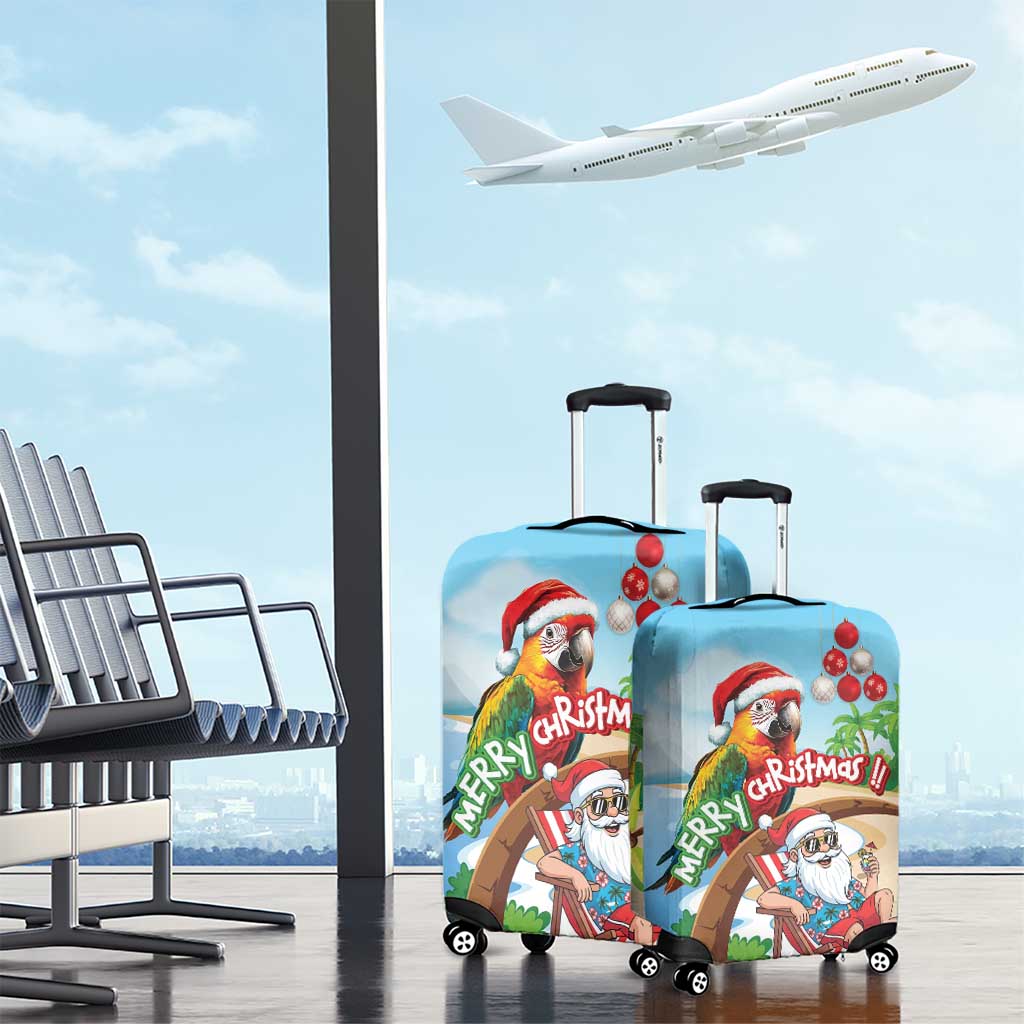 Hawaii Santa Parrot Christmas Luggage Cover Summer Vibe - Polynesian Pride