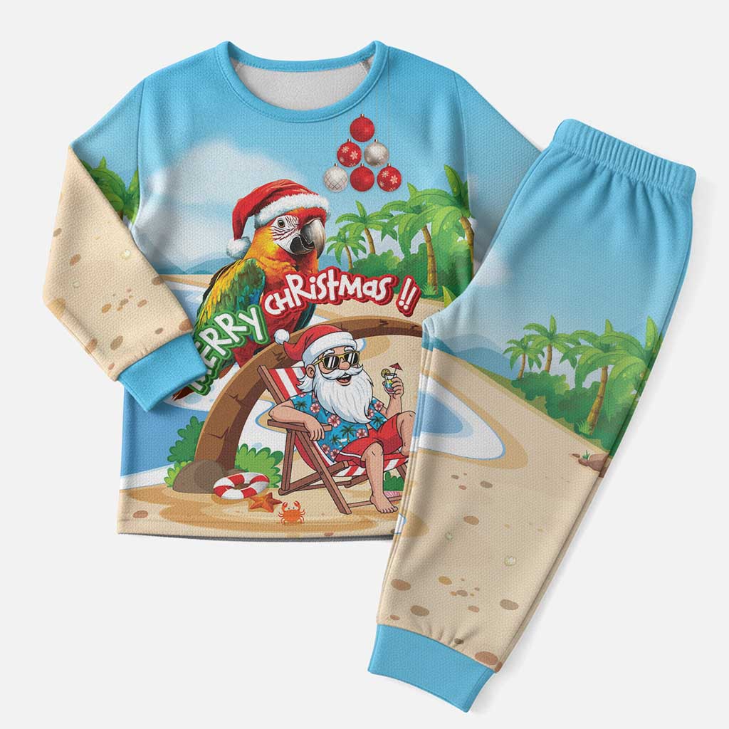 Personalized Hawaii Santa Parrot Christmas Pajama Set Summer Vibe - Polynesian Pride