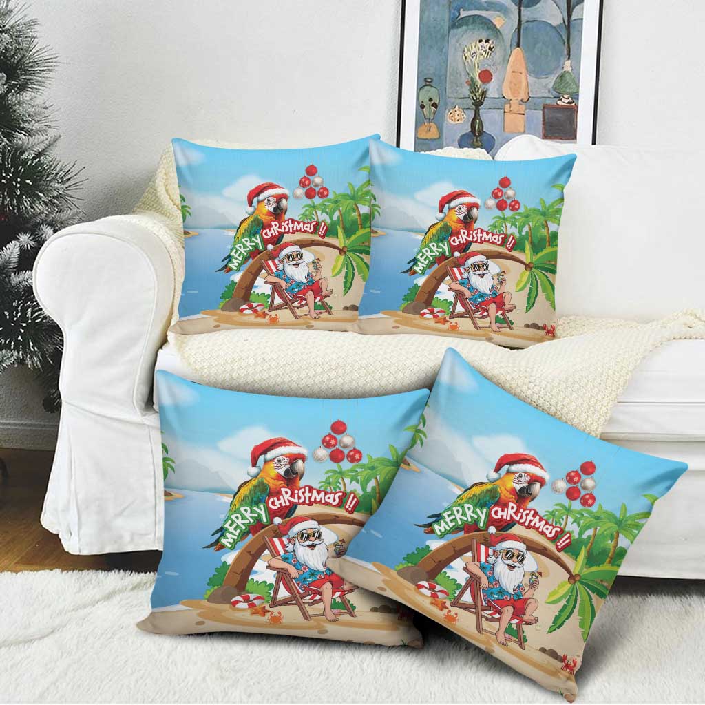 Hawaii Santa Parrot Christmas Pillow Cover Summer Vibe - Polynesian Pride