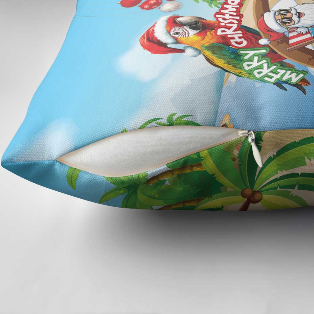Hawaii Santa Parrot Christmas Pillow Cover Summer Vibe - Polynesian Pride