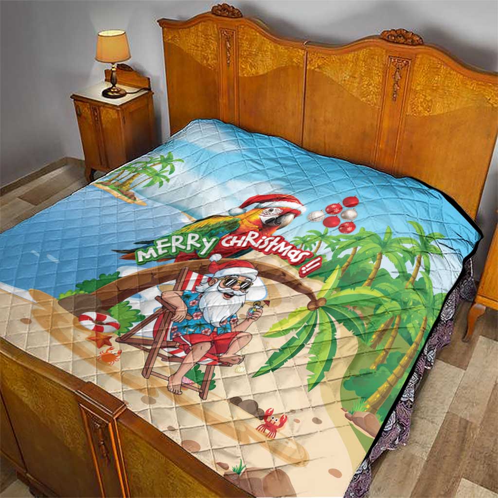 Hawaii Santa Parrot Christmas Quilt Summer Vibe - Polynesian Pride