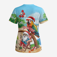 Personalized Hawaii Santa Parrot Christmas Scrub Top Summer Vibe - Polynesian Pride