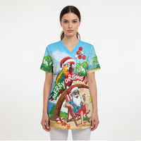Personalized Hawaii Santa Parrot Christmas Scrub Top Summer Vibe - Polynesian Pride