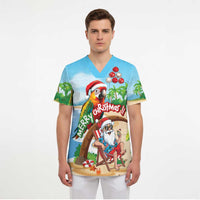 Personalized Hawaii Santa Parrot Christmas Scrub Top Summer Vibe - Polynesian Pride