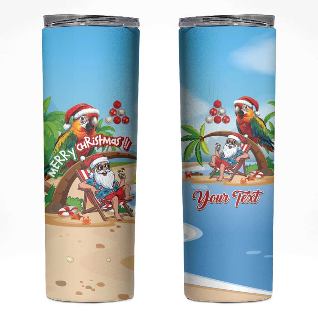 Personalized Hawaii Santa Parrot Christmas Skinny Tumbler Summer Vibe - Polynesian Pride