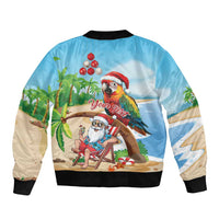 Personalized Hawaii Santa Parrot Christmas Sleeve Zip Bomber Jacket Summer Vibe - Polynesian Pride