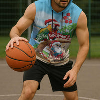 Personalized Hawaii Santa Parrot Christmas Sleeveless Hoodie Summer Vibe - Polynesian Pride