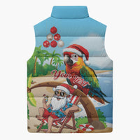 Personalized Hawaii Santa Parrot Christmas Sleeveless Puffer Jacket Summer Vibe - Polynesian Pride