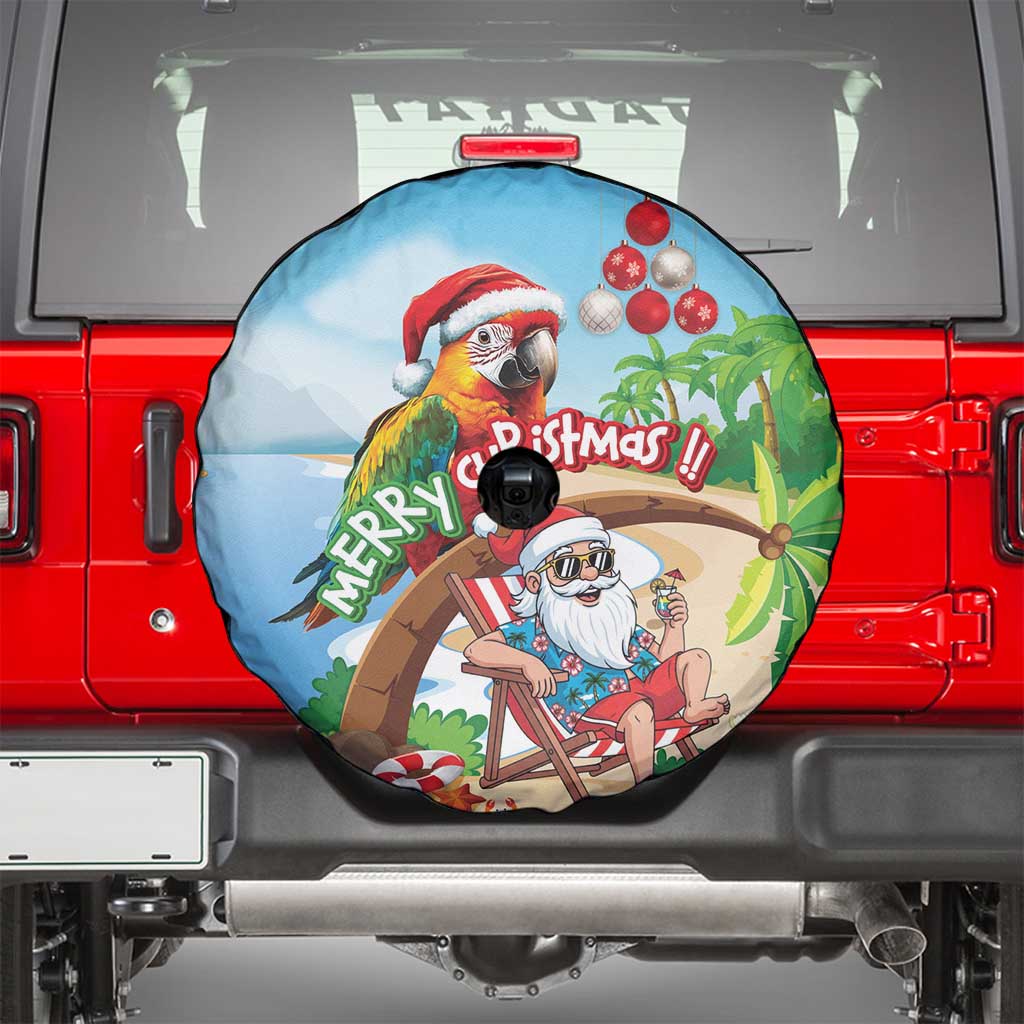 Hawaii Santa Parrot Christmas Spare Tire Cover Summer Vibe - Polynesian Pride