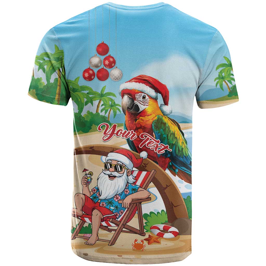 Personalized Hawaii Santa Parrot Christmas T Shirt Summer Vibe - Polynesian Pride