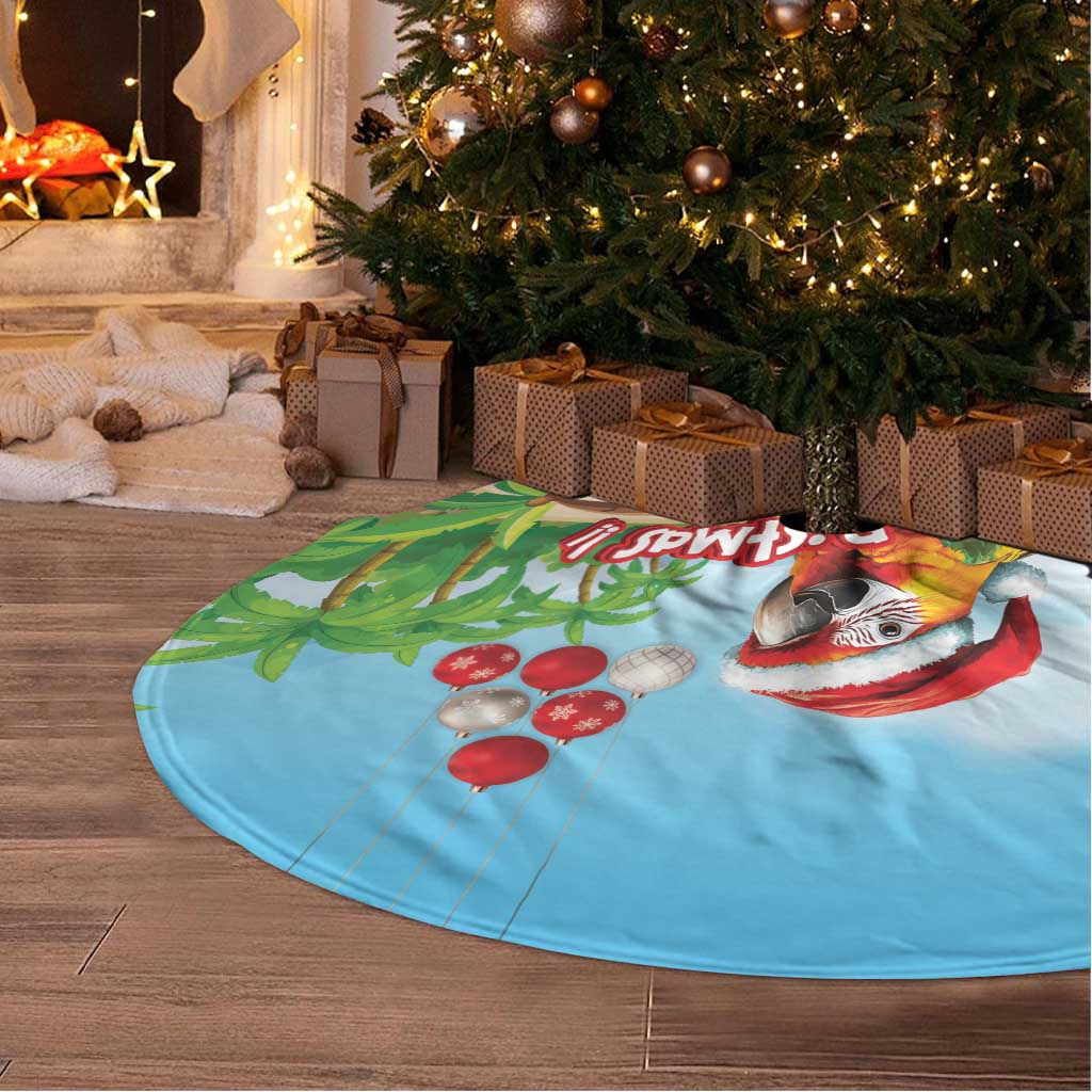 Hawaii Santa Parrot Christmas Tree Skirt Summer Vibe - Polynesian Pride