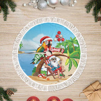 Hawaii Santa Parrot Christmas Tree Skirt Summer Vibe - Polynesian Pride