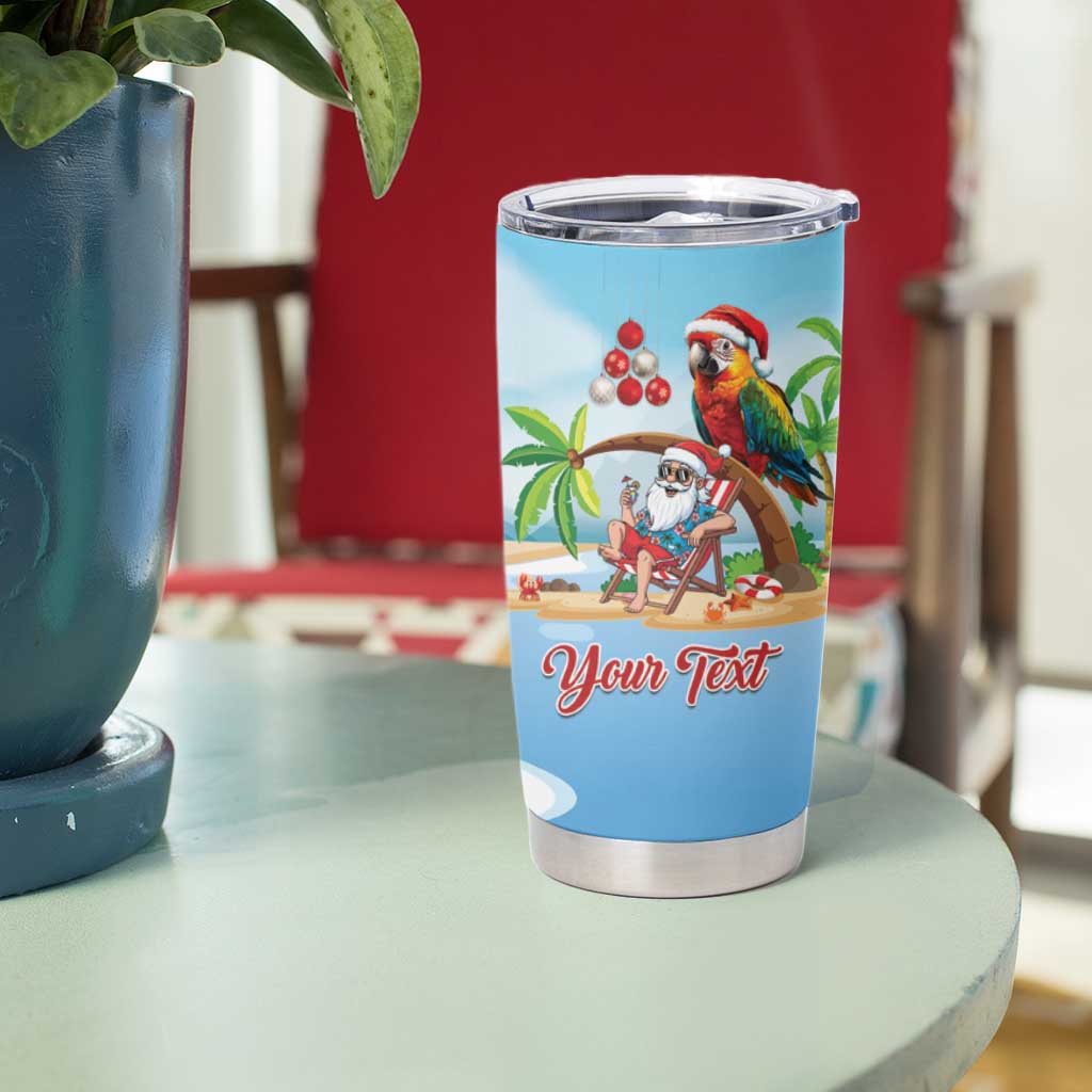 Personalized Hawaii Santa Parrot Christmas Tumbler Cup Summer Vibe - Polynesian Pride
