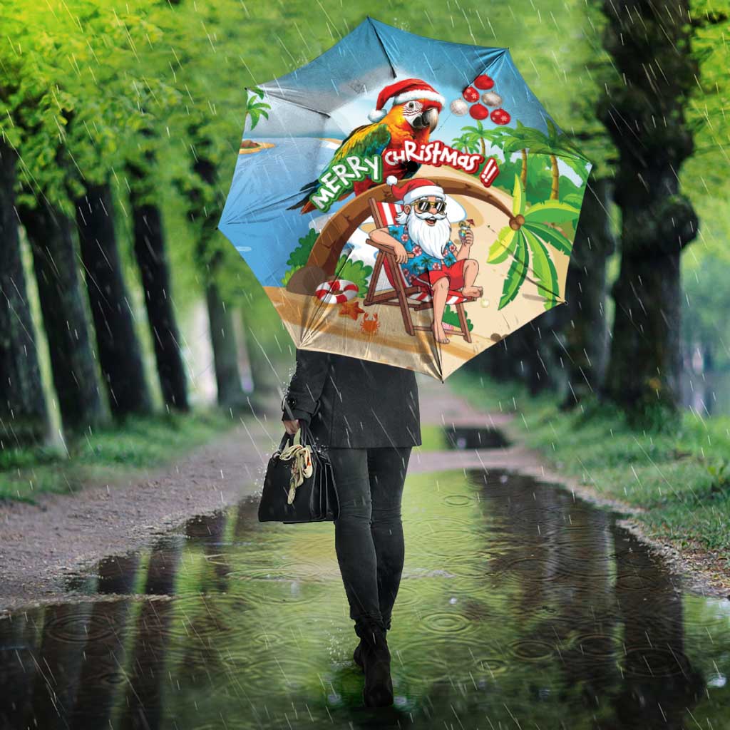 Hawaii Santa Parrot Christmas Umbrella Summer Vibe - Polynesian Pride