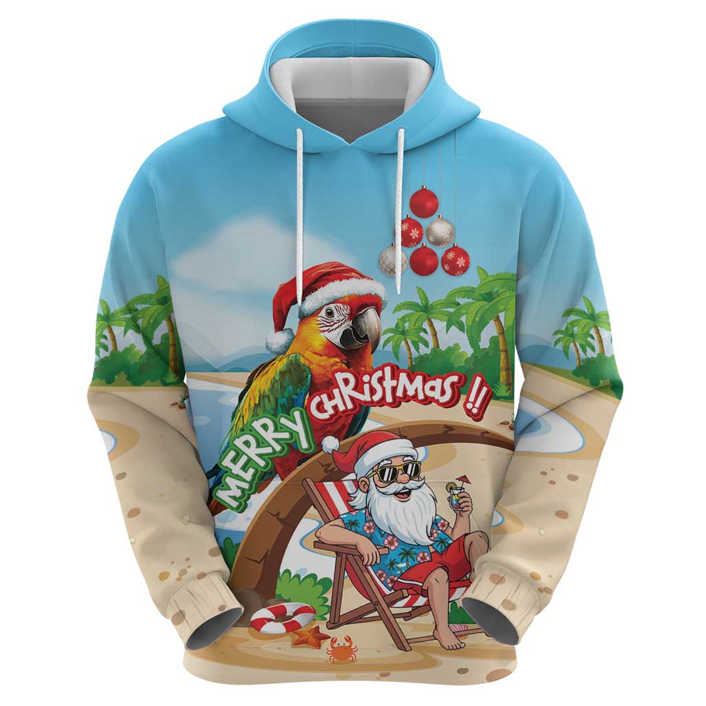 Personalized Hawaii Santa Parrot Christmas Zip Hoodie Summer Vibe - Polynesian Pride