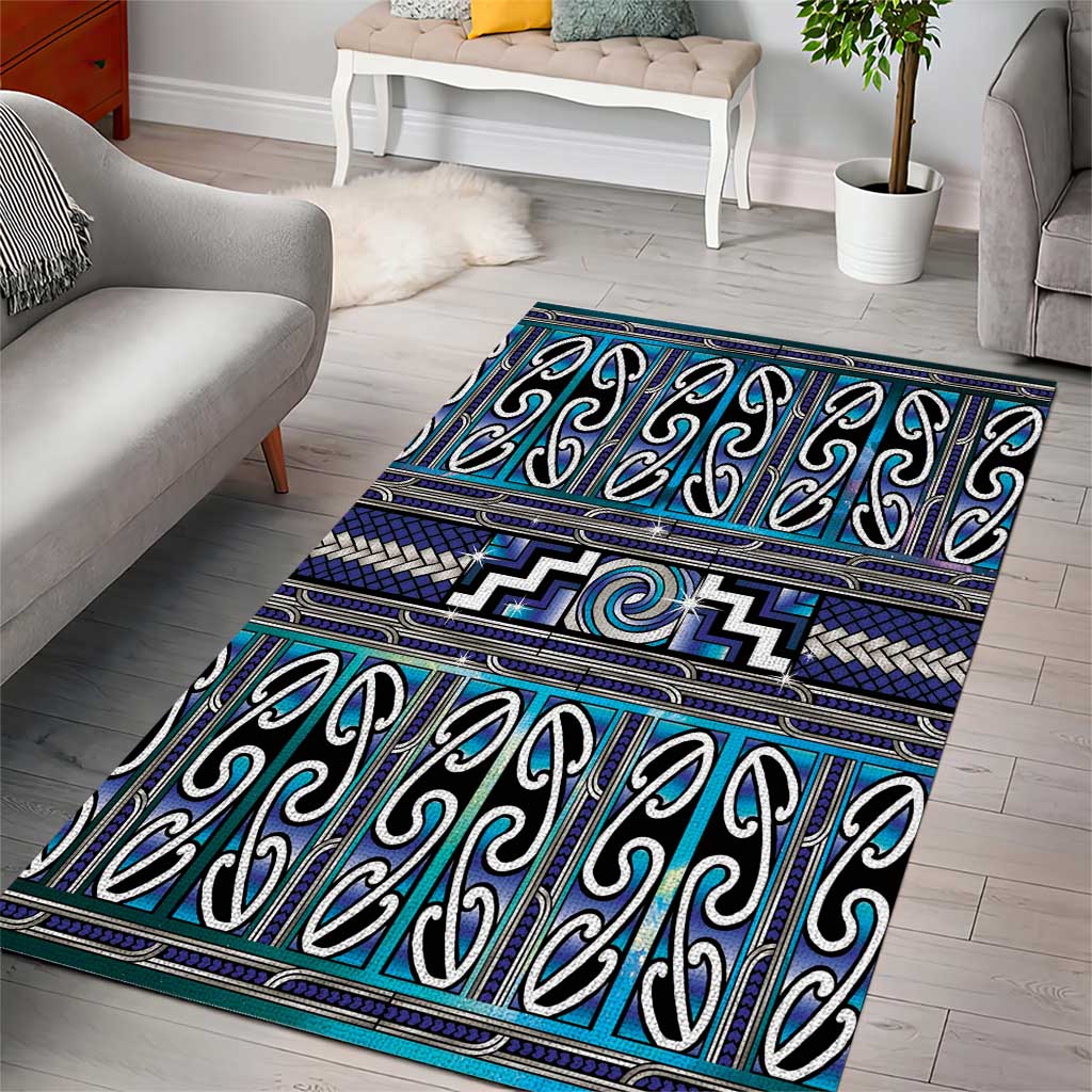 Maori Matariki Area Rug Blue Galaxy Aesthetic Koru Art LT01 - Polynesian Pride