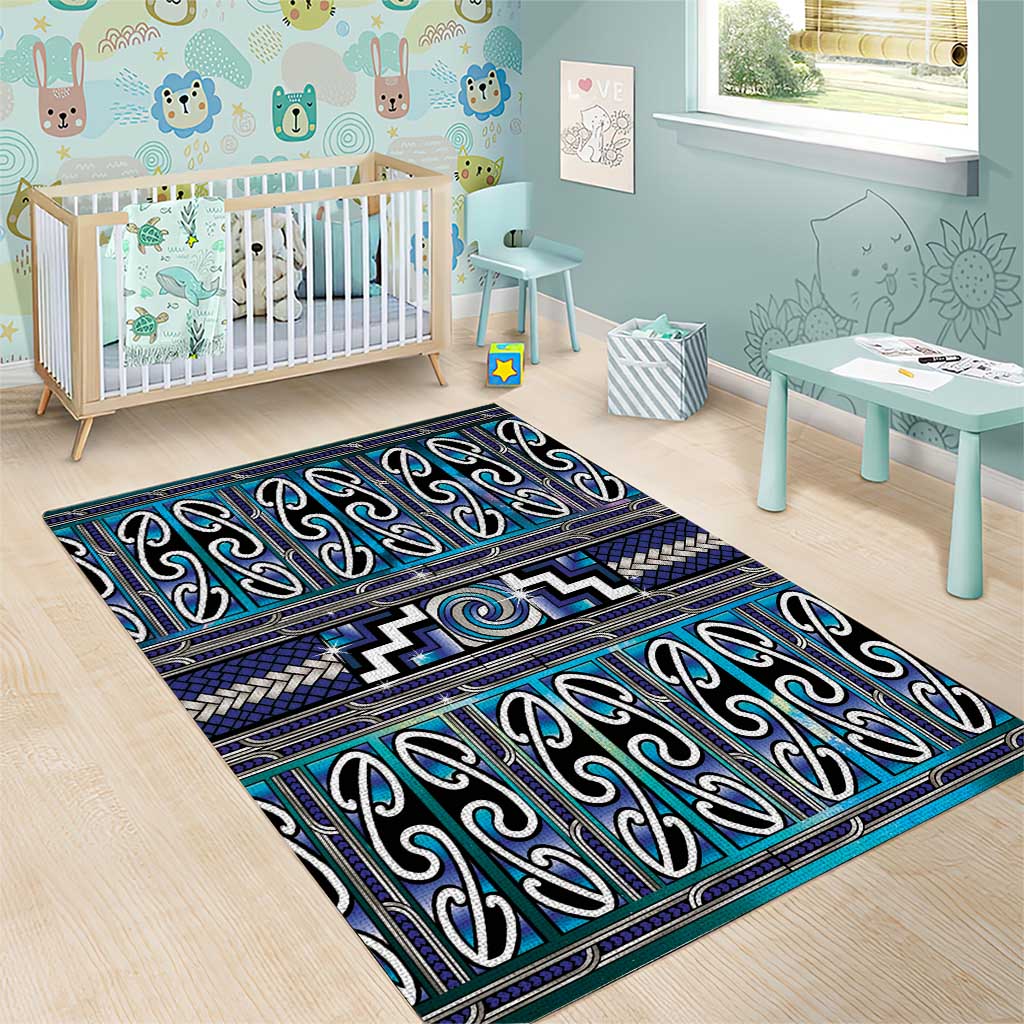 Maori Matariki Area Rug Blue Galaxy Aesthetic Koru Art LT01 - Polynesian Pride