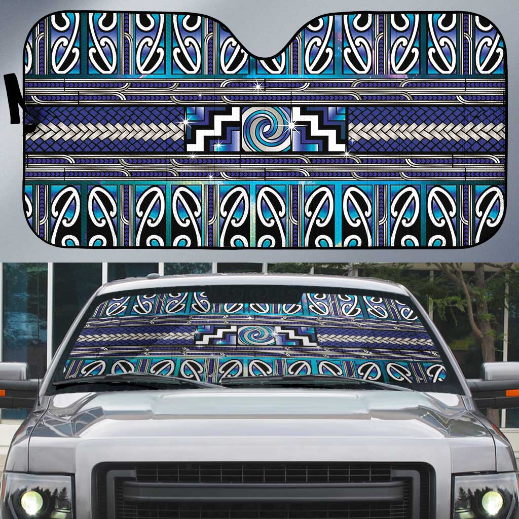 Maori Matariki Auto Sun Shade Blue Galaxy Aesthetic Koru Art LT01 Blue - Polynesian Pride