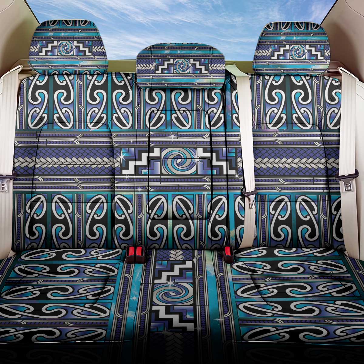 Maori Matariki Back Car Seat Cover Blue Galaxy Aesthetic Koru Art LT01 One Size Blue - Polynesian Pride