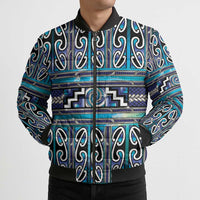 Maori Matariki Bomber Puffer Jacket Blue Galaxy Aesthetic Koru Art LT01 - Polynesian Pride