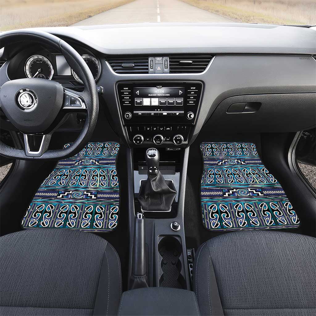 Maori Matariki Car Mats Blue Galaxy Aesthetic Koru Art LT01 Set 2pcs - Front Blue - Polynesian Pride