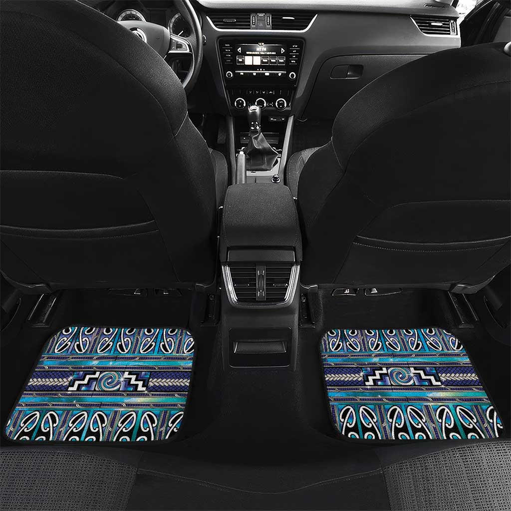 Maori Matariki Car Mats Blue Galaxy Aesthetic Koru Art LT01 Set 2pcs - Back Blue - Polynesian Pride