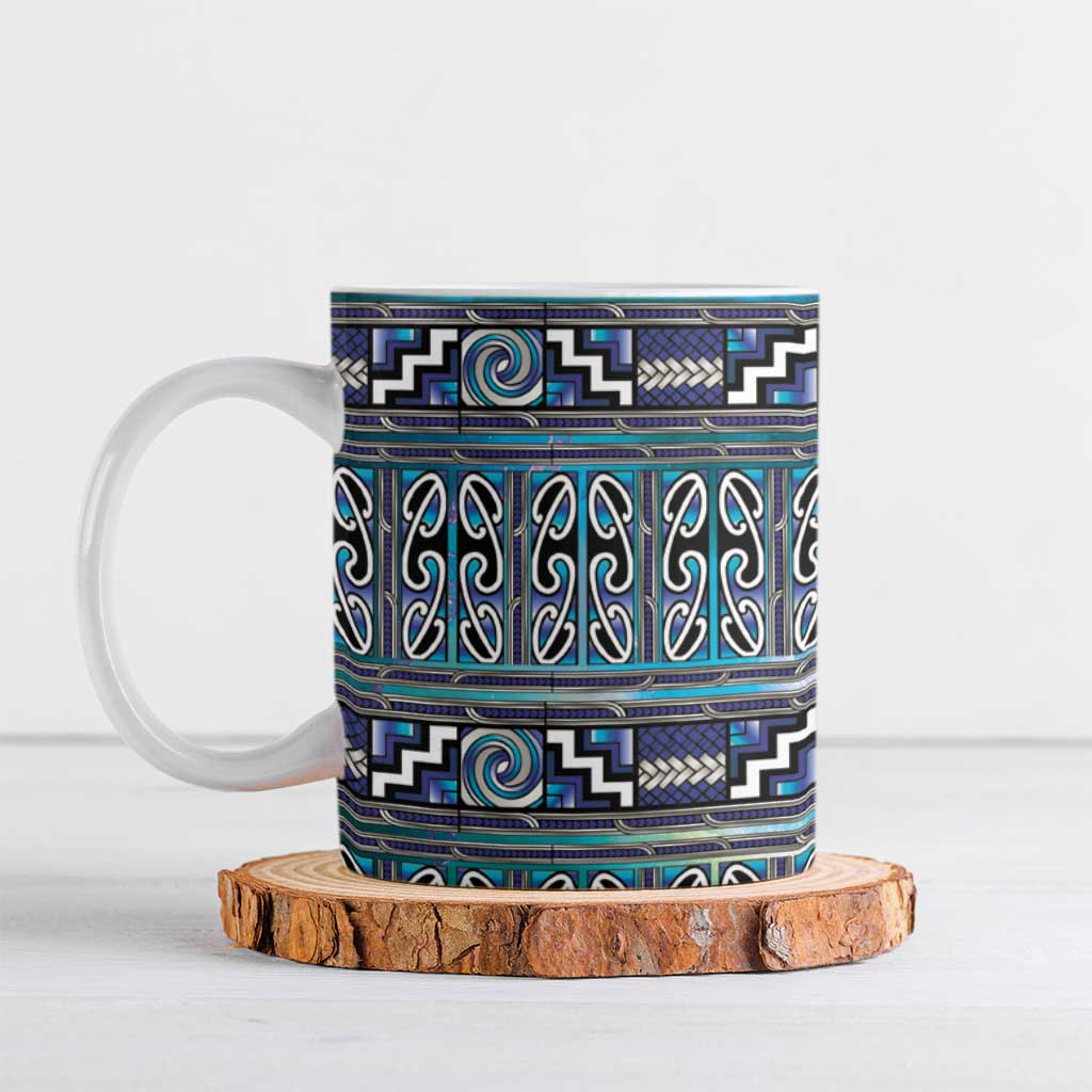 Maori Matariki Ceramic Mug Blue Galaxy Aesthetic Koru Art LT01 Blue - Polynesian Pride