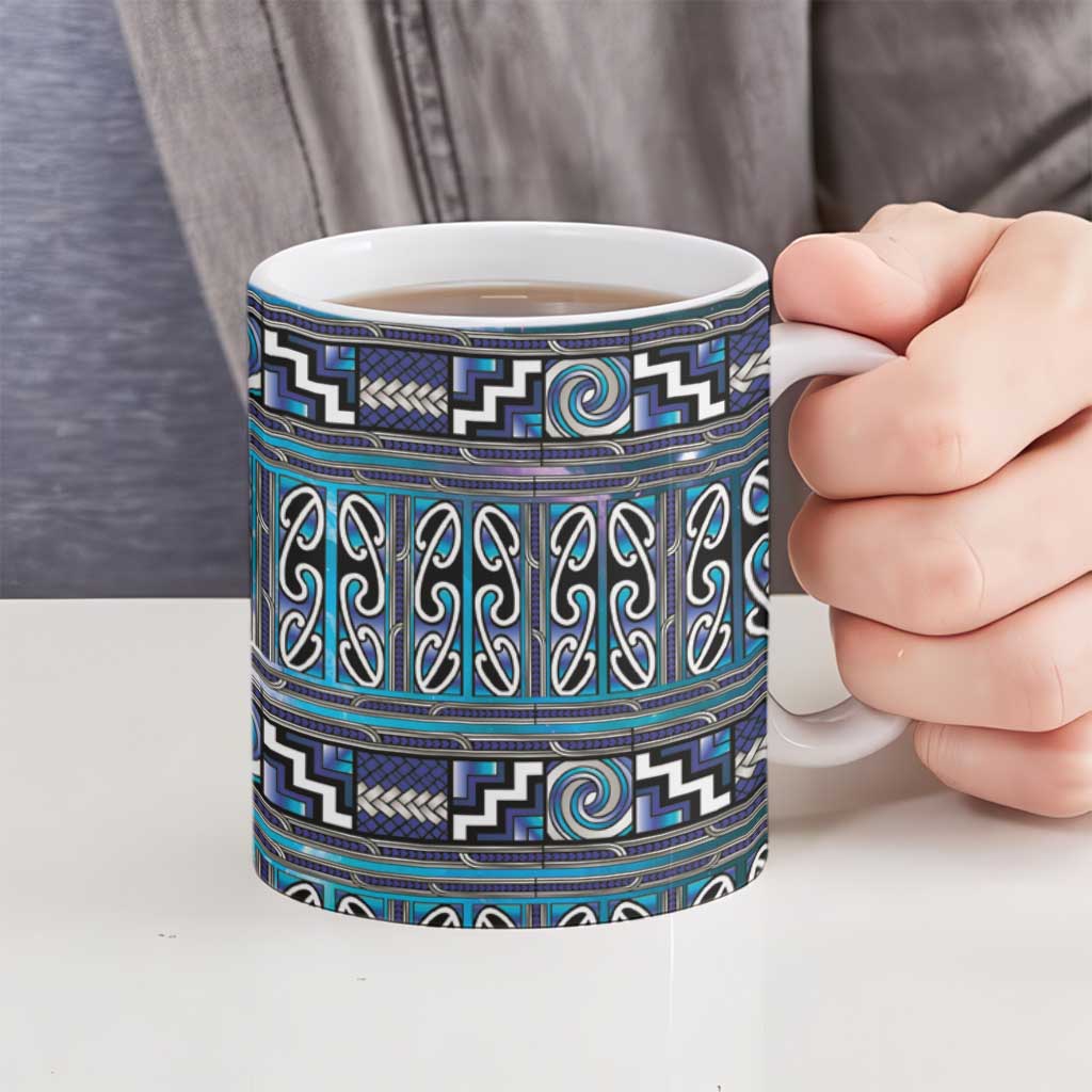 Maori Matariki Ceramic Mug Blue Galaxy Aesthetic Koru Art LT01 - Polynesian Pride
