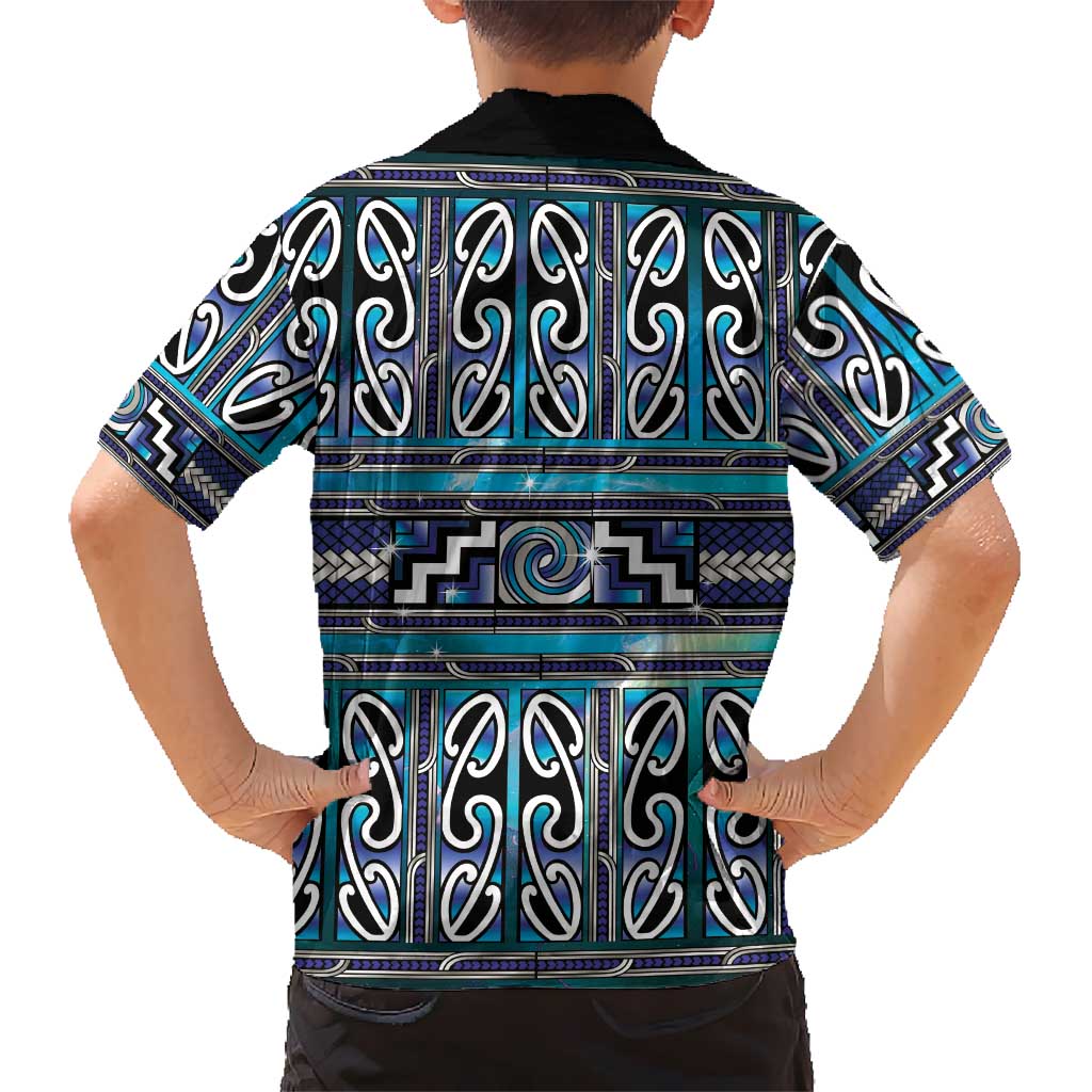 Maori Matariki Family Matching Long Sleeve Bodycon Dress and Hawaiian Shirt Blue Galaxy Aesthetic Koru Art
