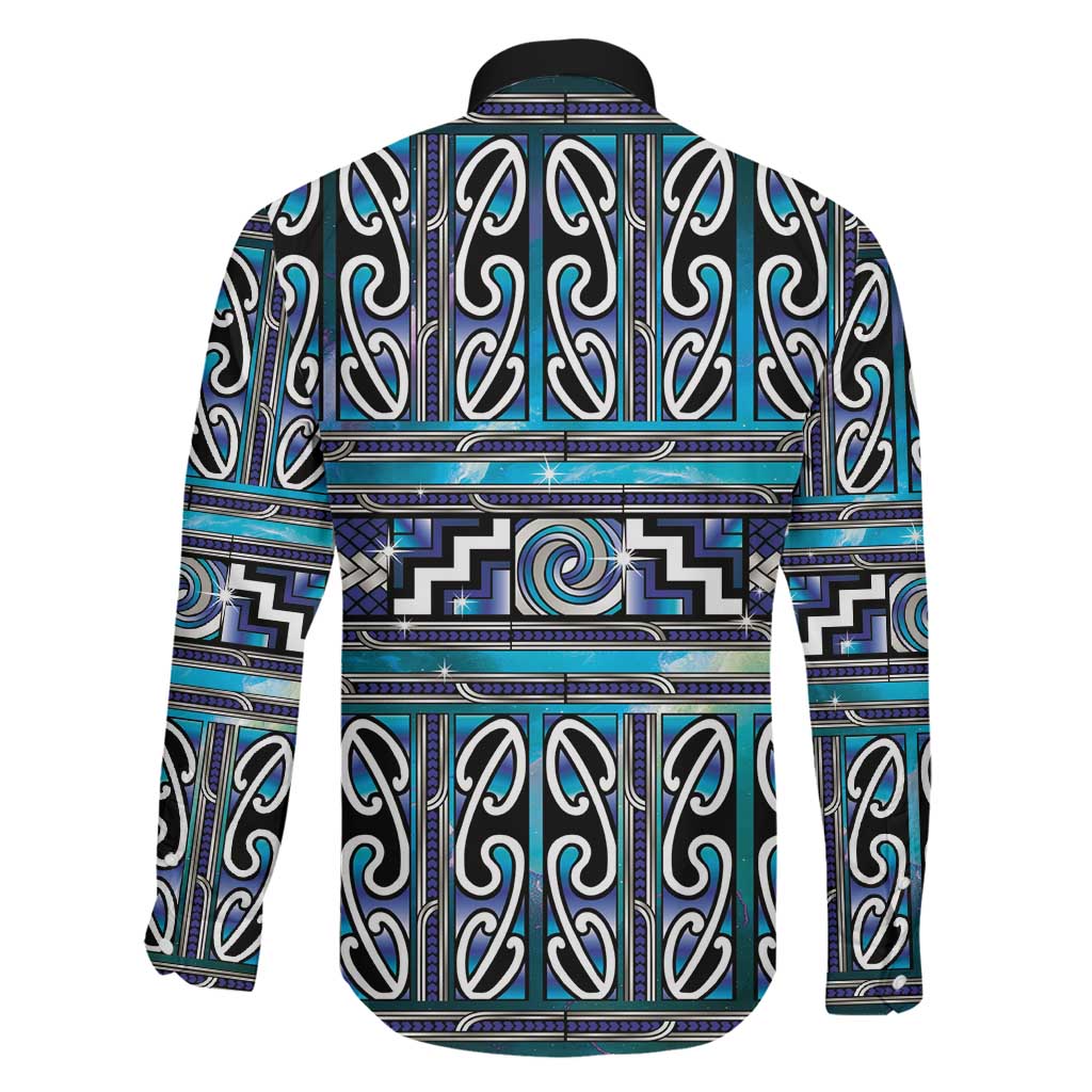 Maori Matariki Family Matching Off Shoulder Short Dress and Hawaiian Shirt Blue Galaxy Aesthetic Koru Art