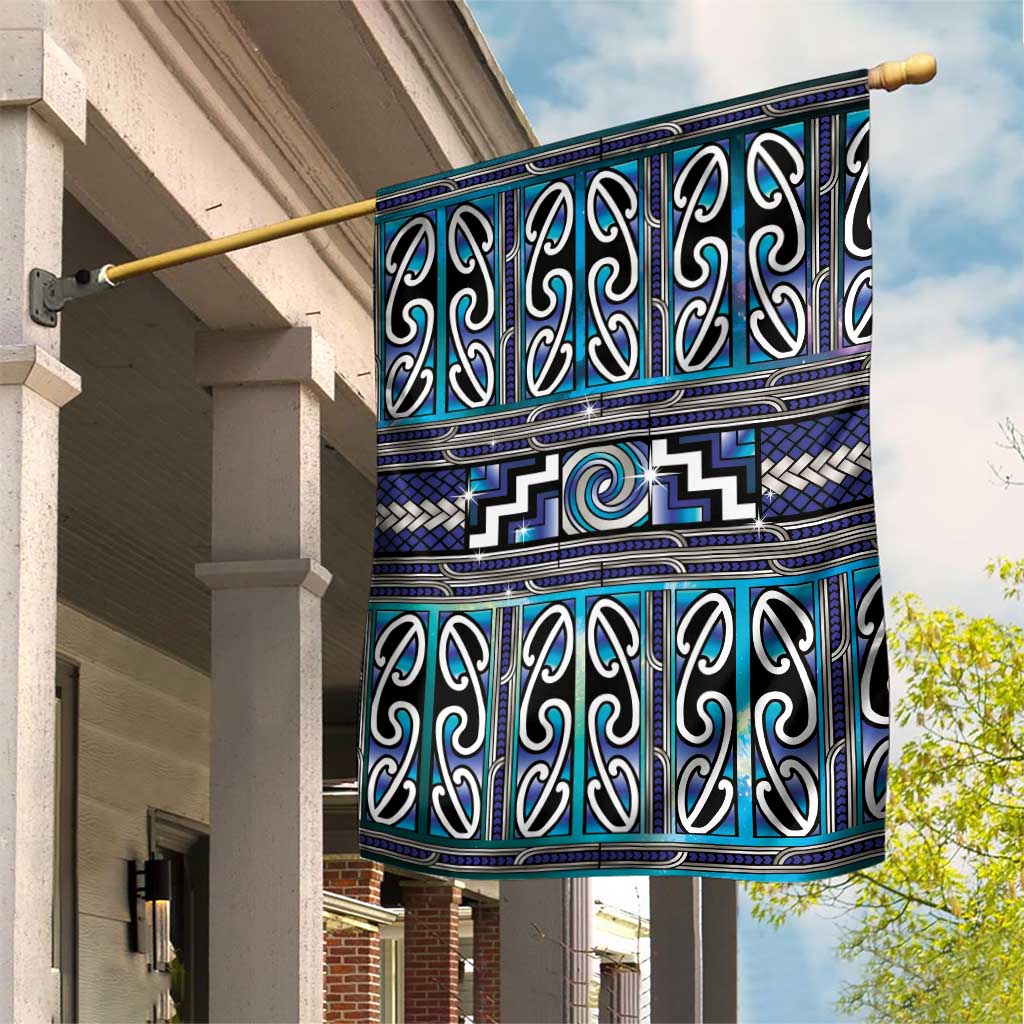 Maori Matariki Garden Flag Blue Galaxy Aesthetic Koru Art