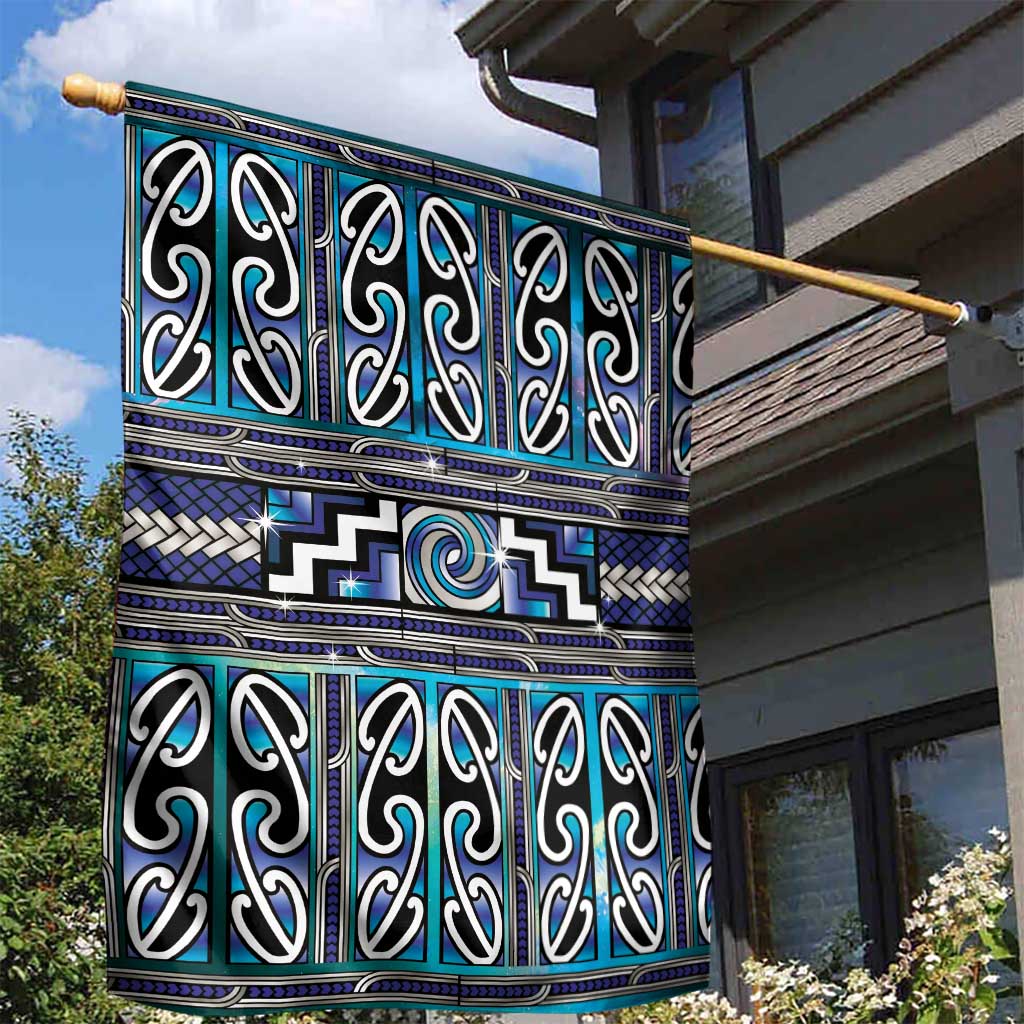 Maori Matariki Garden Flag Blue Galaxy Aesthetic Koru Art