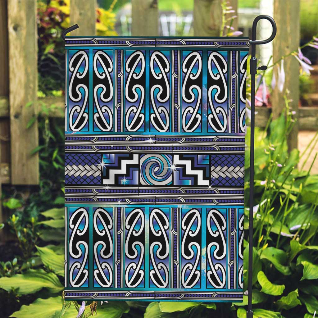 Maori Matariki Garden Flag Blue Galaxy Aesthetic Koru Art