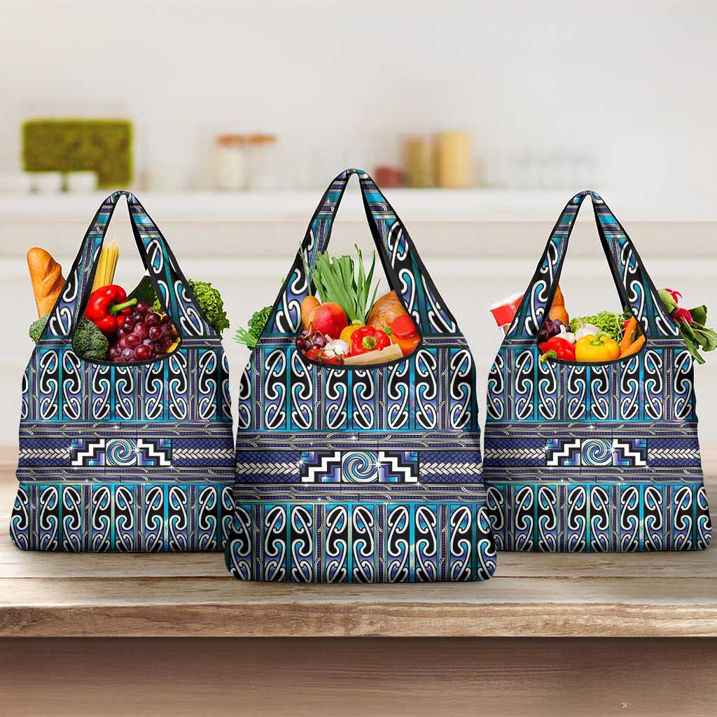 Maori Matariki Grocery Bag Blue Galaxy Aesthetic Koru Art LT01 3-pack One Size Blue - Polynesian Pride