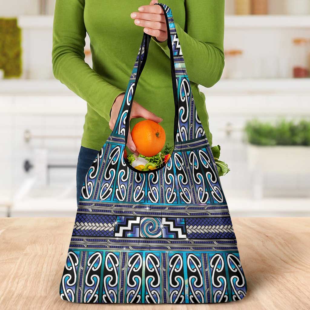 Maori Matariki Grocery Bag Blue Galaxy Aesthetic Koru Art LT01 - Polynesian Pride