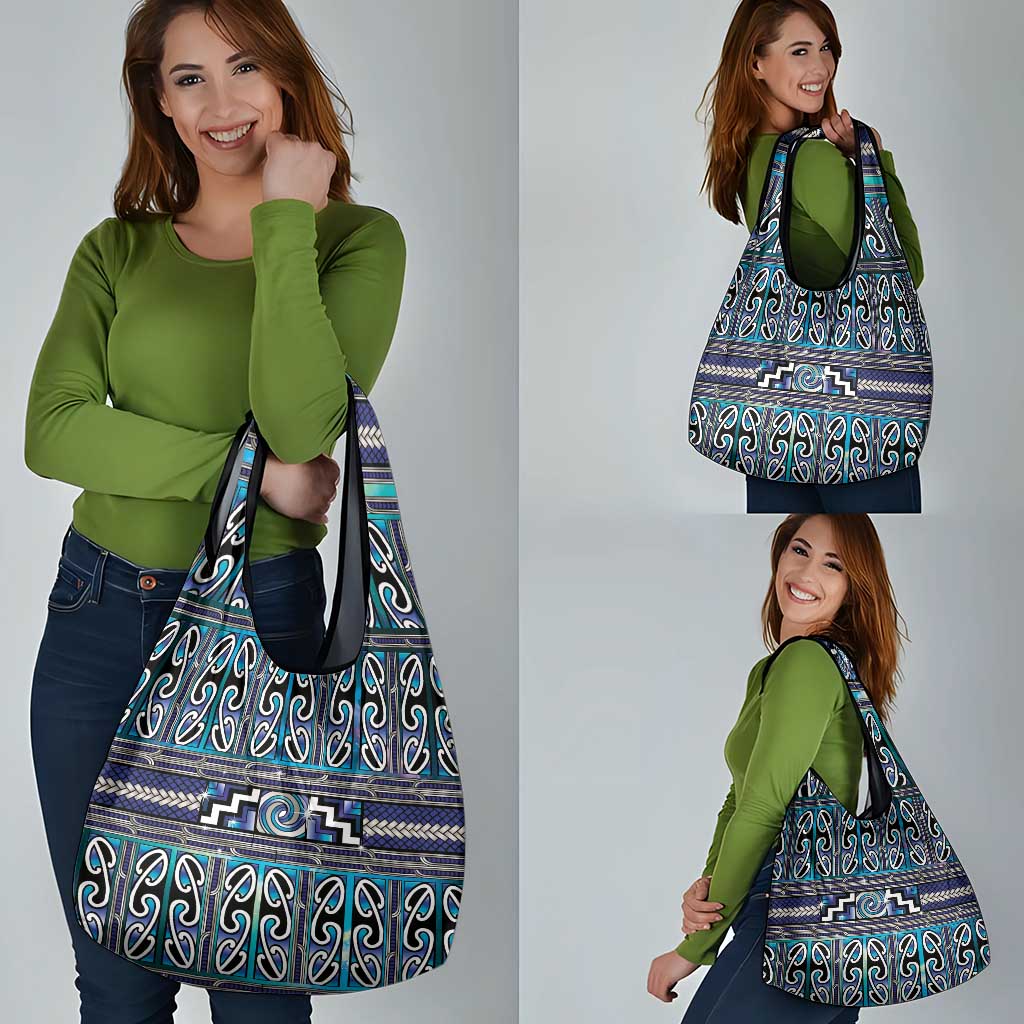 Maori Matariki Grocery Bag Blue Galaxy Aesthetic Koru Art LT01 - Polynesian Pride