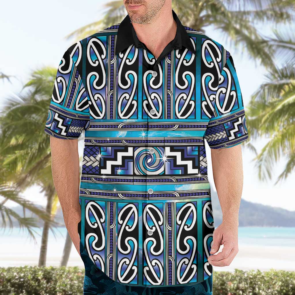 Maori Matariki Hawaiian Shirt Blue Galaxy Aesthetic Koru Art LT01 - Polynesian Pride