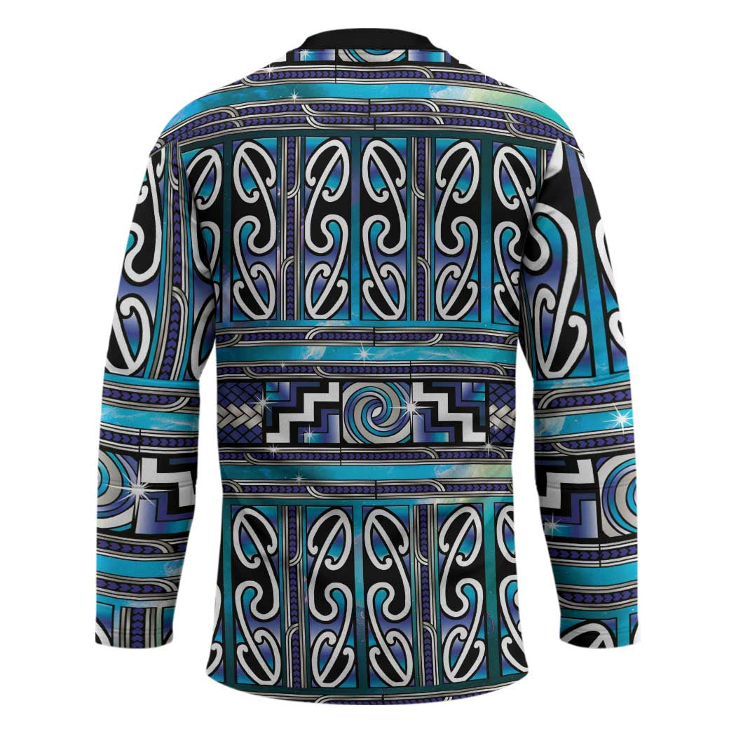 Maori Matariki Hockey Jersey Blue Galaxy Aesthetic Koru Art LT01 - Polynesian Pride