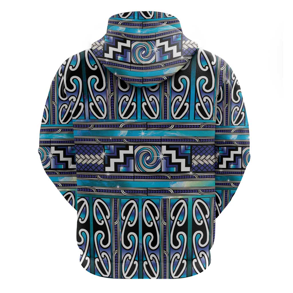 Maori Matariki Hoodie Blue Galaxy Aesthetic Koru Art LT01 - Polynesian Pride