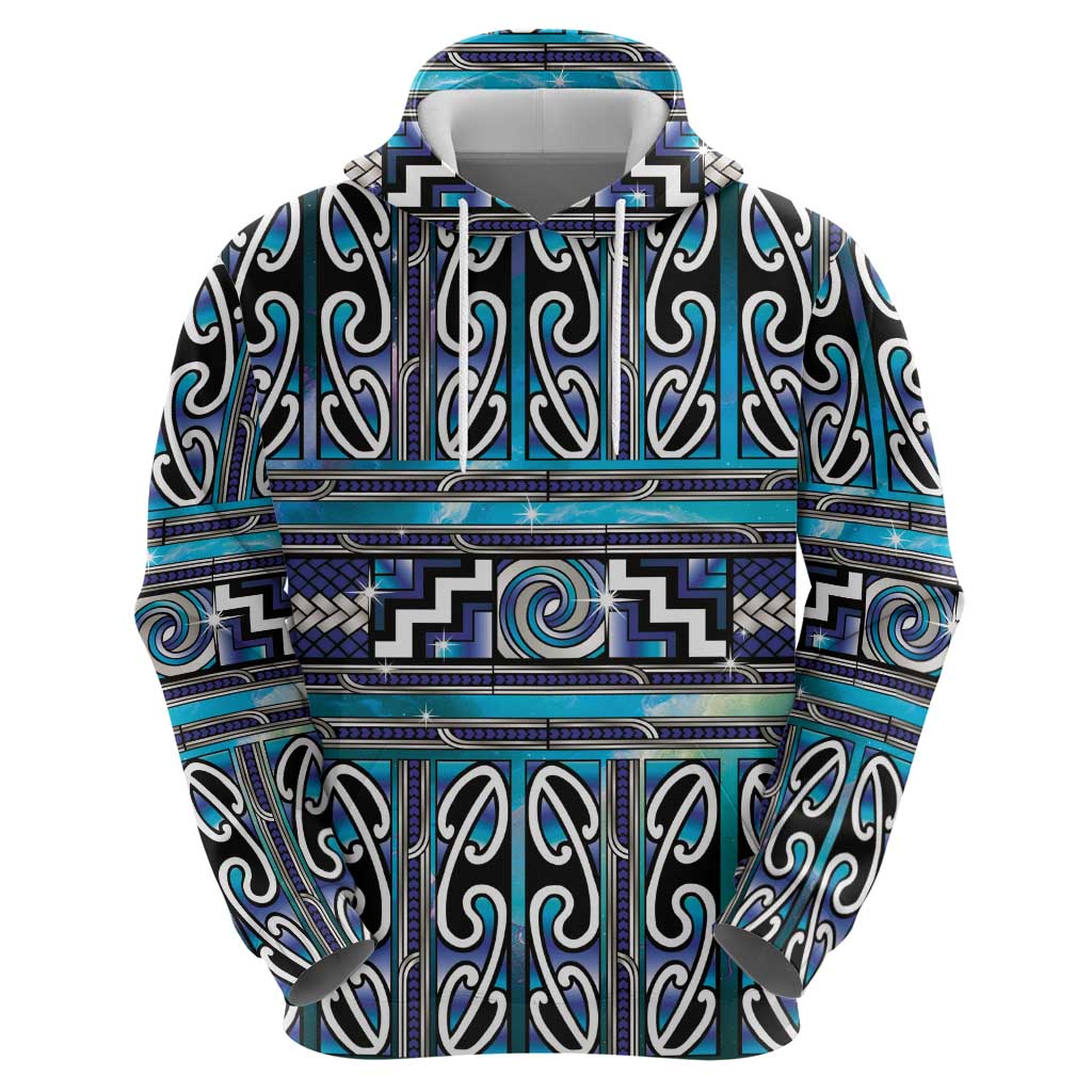 Maori Matariki Hoodie Blue Galaxy Aesthetic Koru Art LT01 - Polynesian Pride