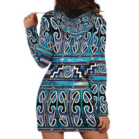 Maori Matariki Hoodie Dress Blue Galaxy Aesthetic Koru Art LT01 - Polynesian Pride