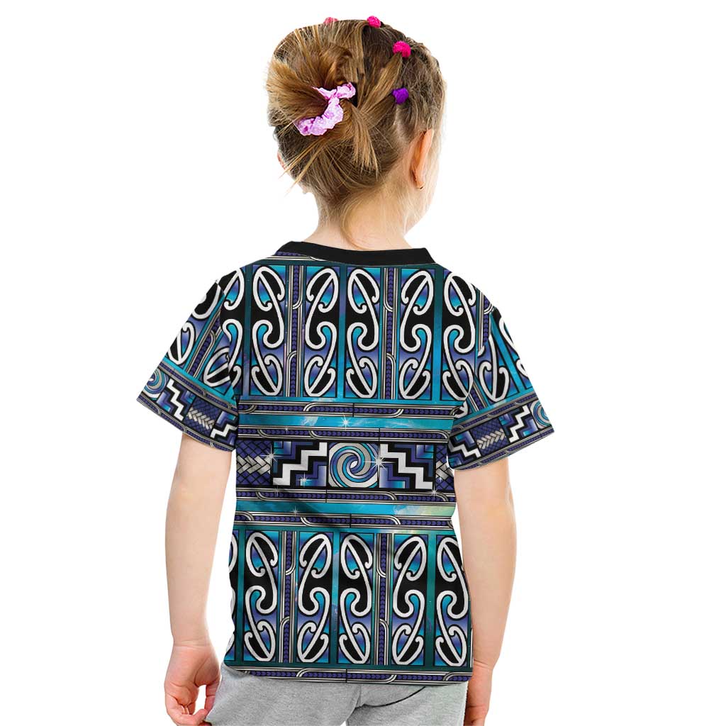 Maori Matariki Kid T Shirt Blue Galaxy Aesthetic Koru Art LT01 - Polynesian Pride