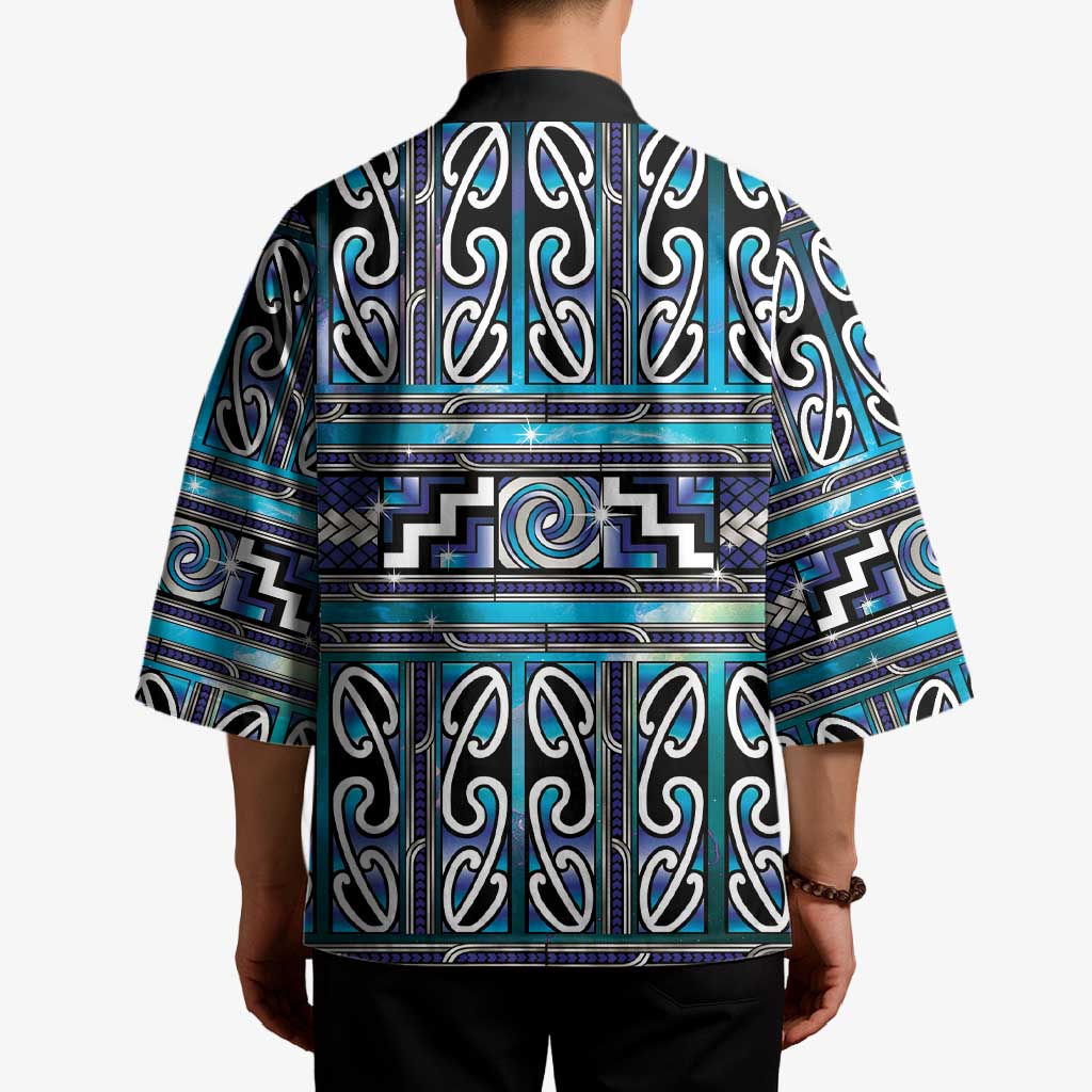 Maori Matariki Kimono Blue Galaxy Aesthetic Koru Art LT01 - Polynesian Pride