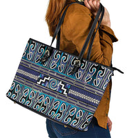 Maori Matariki Leather Tote Bag Blue Galaxy Aesthetic Koru Art LT01 - Polynesian Pride